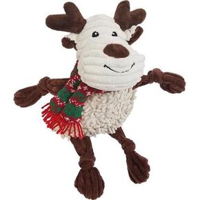 Petlou Holiday Natrual Plush Pet Toys for Dogs with Squeakers and Crinkle for Medium and Small Size Dogs (9 INCH, 9" CHR Natural Reindeer)