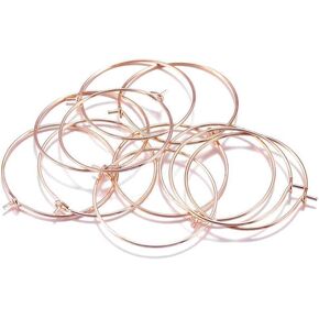 50Pcs 40mm Rose Gold Hoops Earrings Metal Big Circle Ear Wire Hoops Earrings Wires for DIY Jewelry Making Supplies (1.57inch), Earring Backs and Findings, Jewelry Findings