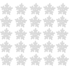 ULTNICE Christmas Wooden Buttons Snowflakes Buttons White Embellishments 18mm 50pcs
