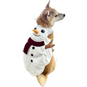 ComfyCamper White Snowman Dog Cape Costume - Small Medium XXL Christmas Cosplay Halloween Costumes, L