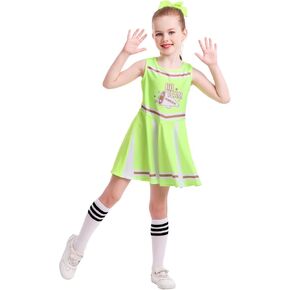 Seasons Cheerleader Costume for Girls, UV Black Light Responsive Cheerleading Outfit Halloween Dress Up