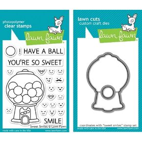 Lawn Fawn Bundle of 2 Items - Sweet Smiles Clear Stamp (LF895) and Die (LF896) Set