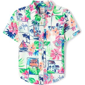 Gymboree Men's Dad and Son Matching Short Sleeve Button Up Shirt