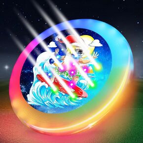 Kovshuiwe LED Flying Disc- Double Ring 39 RGB LEDs,7 Modes,Chargeable,IP65 Waterproof,178g Frisbee,Soft Flying Discs, Adult/Men/Boys/Teens Birthday,Ideal for Outdoor,Lawn,Camping Games