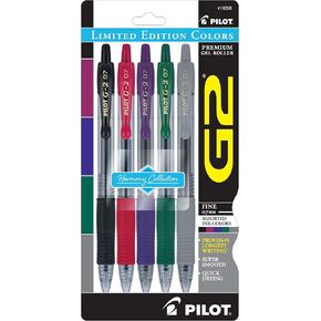 PILOT G2 Limited Edition Harmony Ink Collection Retractable Gel Pens, 0.7mm Fine Point, Assorted Ink, 5-Pack