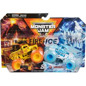 Monster Jam Fire and Ice Monster Trucks, 2 Pack, Whiplash vs Dragonoid, 1:64 Scale