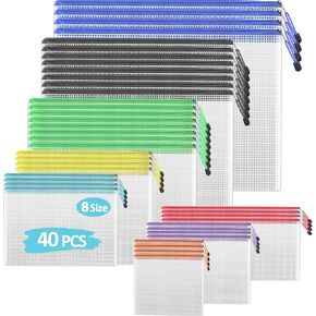 36pcs Mesh Zipper Pouch Bags, A4 Zipper Bags for Organizing Storage, 13" x 9.5" Waterproof Zipper Pouches, File Document Bags for School, Travel,Toys, Puzzle, Board Games and Office Supplies
