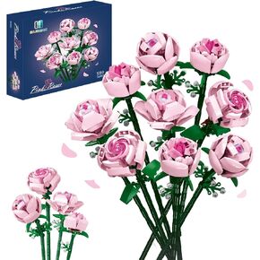 Flowers Building Set Compatible with Lego for Adults,Roses Gift for Her or Him for Christmas,Anniversary,Valentine's Day,Botanical Collection,Artificial Flowers Home Decoration 741 pcs