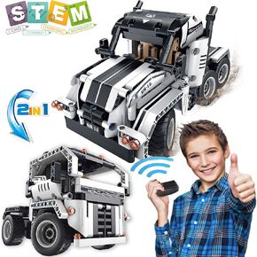 Remote Control Car Building Toys for Age 8-13 Fun STEM Toys for Kids 2 in 1 Model Car Kit to Build Educational Engineering Building Blocks Set Birthday Gift for 7 8 9 10+ Year Old Boys