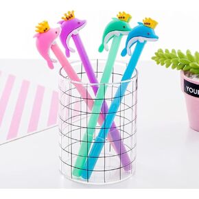 Cartoon Animal Pens Ink Pens Gel Pen Writing Pens Neutral Pens School Office Supplies Kids Gifts 0.5mm Ball Point cone Crown Dolphin pen,8Pack