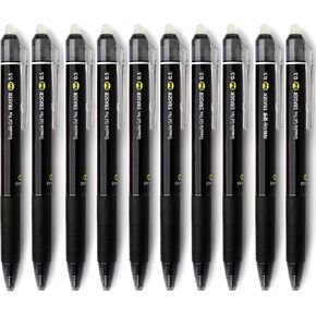 ERASER BALL Clicker 0.5mm, Erasable Gel Pens, Fine Point, Black Ink, 10-Pack