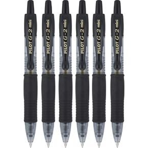 Pilot G2 Pixie Black Pilot G2 Pixie Rollerball Pen 0.7mm Nib Tip 0.39mm Line Width Mini Gel Ink Retractable 207 (Pack of 6)