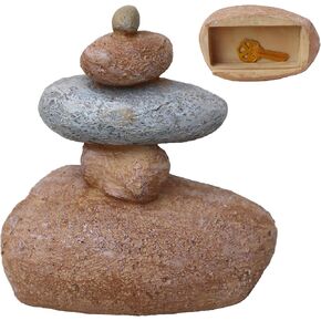 Hide a Spare Key Outdoor Waterproof Fake Rock Key Hider Holder Safe Secret Storage Box For Outside Indoor Garden Ornament Decorative 5 Faux Stones Geocache Containers Large Size Design