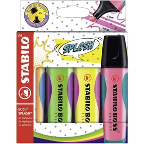 STABILO Highlighter BOSS SPLASH - Wallet of 4 - Assorted Colours