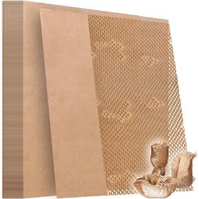 Honeycomb Packing Paper Sheets, 50 Pcs, 10.8" x 13" Bubble Cushioning Wrap for Moving Shipping, Products & Gifts Wrapping Essentials, Packaging Supplies, Recyclable Material, Brown