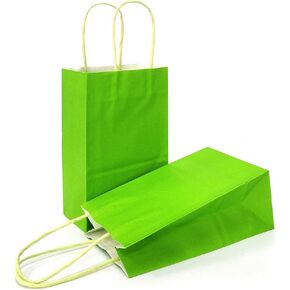 AZOWA Gift Bags Black Kraft Paper Bags With Handles (5 x 3.1 x 8.2 in, Black, 25 CT)