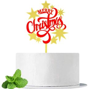 غلاف كعكة عيد الميلاد المجيد، ديكور كعكة حفلة عيد الميلاد، لوازم تزيين الكيك لحفلات رأس السنة الجديدة السعيدة، مرآة علوية للكيك من الأكريليك الذهبي/الأحمر