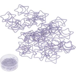 Star Paper Clips, 100pcs Star Moon Design Paper Clips Bookmarks Cute Paper Clips Small Paperclips for Office School Paper Files Organizing