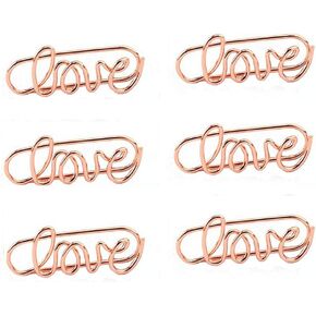 JANOU Love Paper Clips Metal Card File Note Clips for Office School Wedding Decoration Pack 20pcs