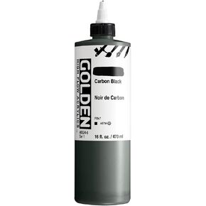 High Flow Acrylics by GOLDEN, Carbon Black, 16 fl. oz. Bottle, Professional Acrylic Paint, Opaque