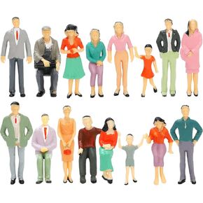 ONEST 16 Pieces 1: 25 Scale Miniature People Figurines Mini Plastic Figurines Dollhouse People Mini People Figures Painted Standing and Seat People for Miniature Scenes