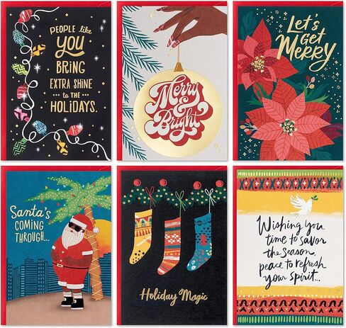 Hallmark Mahogany Christmas Card Assortment (24 Cards and Envelopes) Black Santa Claus, Let's Get Merry in Saudi Arabia