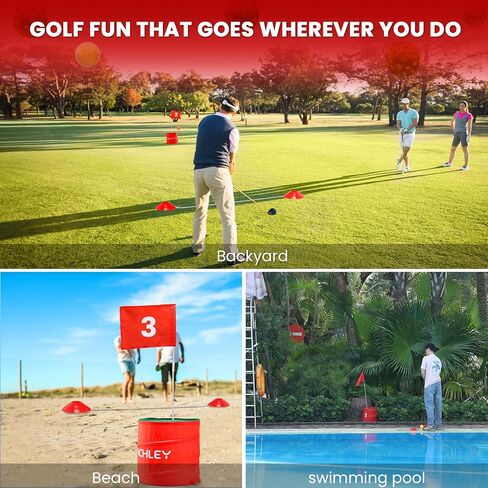 A11N SPORTS Finchley Backyard Golf Chipping Game | Portable 9 or 6 Holes Yard Golf Course for Outdoor, Lawn, Beach, Park | Golf Gifts for Men Women in Saudi Arabia