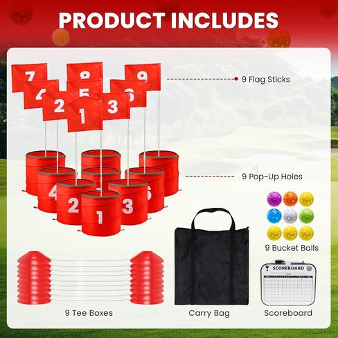 A11N SPORTS Finchley Backyard Golf Chipping Game | Portable 9 or 6 Holes Yard Golf Course for Outdoor, Lawn, Beach, Park | Golf Gifts for Men Women in Saudi Arabia