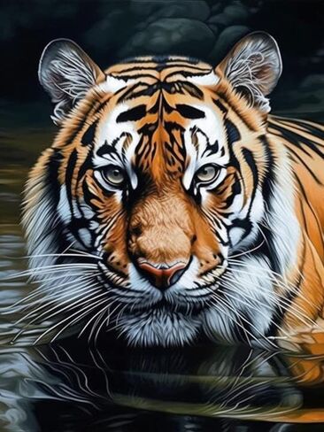 Bimkole 5D Diamond Painting Kits Tiger, Full Drill Animal DIY Rhinestone Embroidery Set Paint with Diamonds Art by Number Kits Cross Stitch Home Wall Craft Decoration 12x16 inch in Saudi Arabia