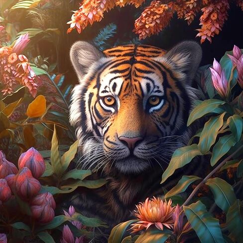 Bimkole 5D Diamond Painting Kits Tiger, Full Drill Animal DIY Rhinestone Embroidery Set Paint with Diamonds Art by Number Kits Cross Stitch Home Wall Craft Decoration 12x16 inch in Saudi Arabia