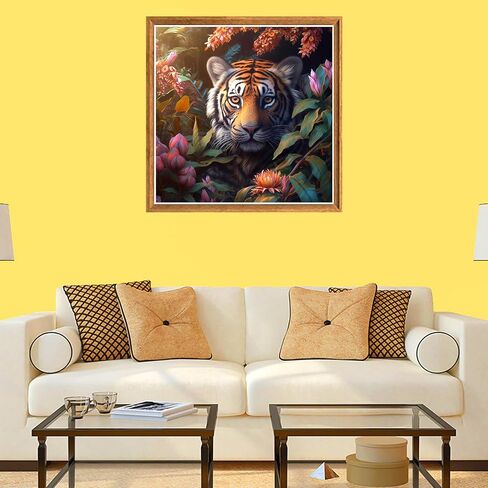 Bimkole 5D Diamond Painting Kits Tiger, Full Drill Animal DIY Rhinestone Embroidery Set Paint with Diamonds Art by Number Kits Cross Stitch Home Wall Craft Decoration 12x16 inch in Saudi Arabia