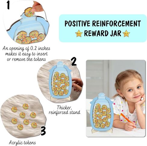 60pcs Cookies Magnetic Reward Jar, Tokens Reward Jars Potty Training for Students Kids Behavior Management Tools Classroom Board Home School Office Supplies Decoration in Saudi Arabia