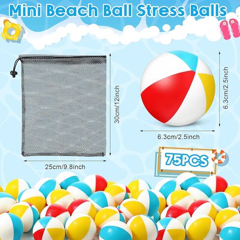 Blulu 75 Pcs Beach Stress Balls 2.5 Inch Mini Relief Stress Ball Colored Foam Ball Swimming Pool Game Toy with Storage Bag for School Carnival Reward Summer Birthday Party Favor(Colorful) in Kuwait