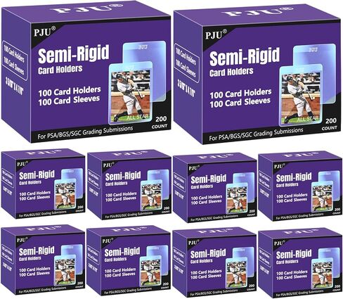 200 حامل بطاقات شبه صلبة - حاملات بطاقات تجارية 100 قيراط وأكمام داخلية 100 قيراط لـ PSA وSGC وBGS وCSG، وحاميات بطاقات البيسبول، وأكمام بطاقات رياضية، وتحميل علوي لبطاقات التداول in Kuwait