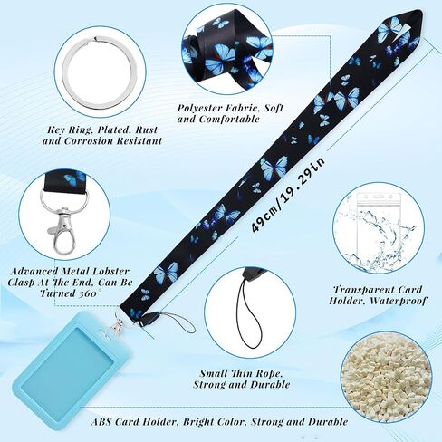 Lanyards for Id Badges Set, Teacher Lanyard with Colorful Badge Holder for Keys,Cute Key Lanyard for Women,Men,ID Card Holder for Office, School, Travel. (Blue Monarch Butterfly) in Saudi Arabia