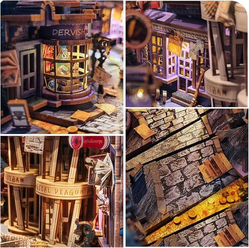 DIY Book Nook Kit,FLYNOVA Magic Miniature House Kit for Adults Teens & Beginners,3D Wooden Puzzle,Dollhouse Building Kit,Tiny House Model,Booknook Bookend Bookshelf Home Decor,Friends Gifts in Kuwait
