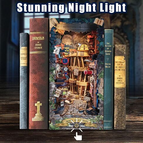 DIY Book Nook Kit,FLYNOVA Magic Miniature House Kit for Adults Teens & Beginners,3D Wooden Puzzle,Dollhouse Building Kit,Tiny House Model,Booknook Bookend Bookshelf Home Decor,Friends Gifts in Kuwait
