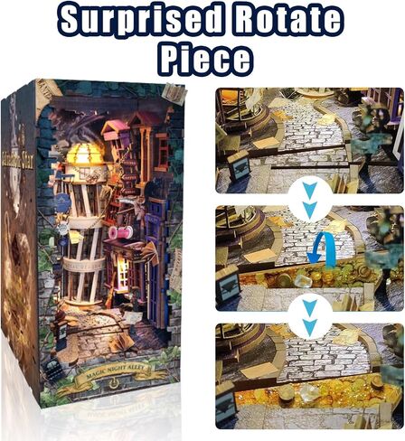 DIY Book Nook Kit,FLYNOVA Magic Miniature House Kit for Adults Teens & Beginners,3D Wooden Puzzle,Dollhouse Building Kit,Tiny House Model,Booknook Bookend Bookshelf Home Decor,Friends Gifts in Kuwait