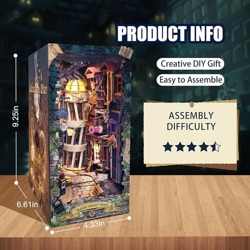 DIY Book Nook Kit,FLYNOVA Magic Miniature House Kit for Adults Teens & Beginners,3D Wooden Puzzle,Dollhouse Building Kit,Tiny House Model,Booknook Bookend Bookshelf Home Decor,Friends Gifts in Kuwait
