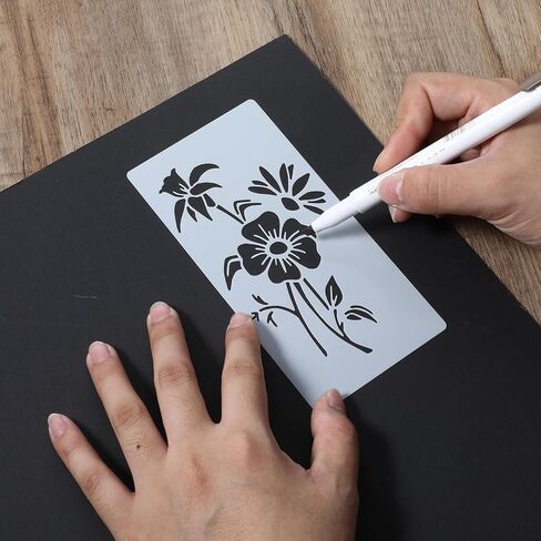 Molain 36 قطعة استنسل للرسم على الخشب، استنسل زهور قابل لإعادة الاستخدام، قوالب رسم استنسل للرسم على الخشب والجدار والأثاث in Saudi Arabia