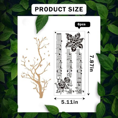 AFRITEE Floral Stencils for Crafts Reusable - 8 Pcs Large Texture Painting Stencils for Wood Furniture Decor, Butterfly Notes Painting Template for DIY Clothes Diary Canvas Creative Decoration in Saudi Arabia