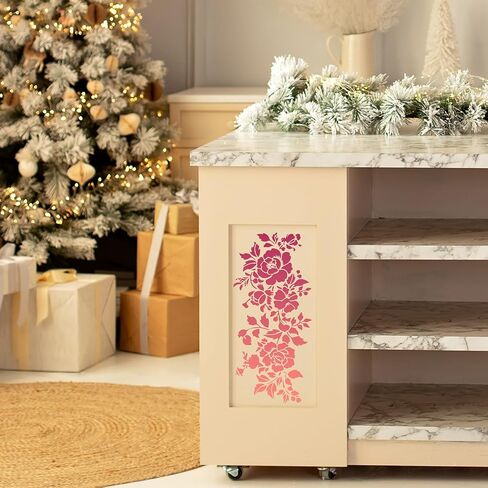 AFRITEE Floral Stencils for Crafts Reusable - 8 Pcs Large Texture Painting Stencils for Wood Furniture Decor, Butterfly Notes Painting Template for DIY Clothes Diary Canvas Creative Decoration in Saudi Arabia