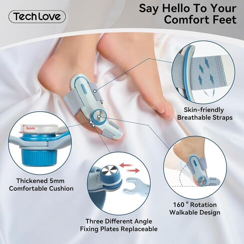 Tech Love Bunion Corrector for Women & Men, Adjustable Knob Double Correction Separator for Big Toe Relief Bunion Splints Hammer Toe Straightener with Silicone Pad Comfortable Effective, 1PCS in Saudi Arabia