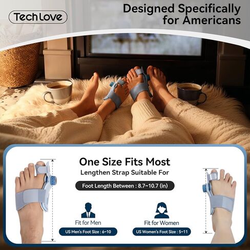 Tech Love Bunion Corrector for Women & Men, Adjustable Knob Double Correction Separator for Big Toe Relief Bunion Splints Hammer Toe Straightener with Silicone Pad Comfortable Effective, 1PCS in Saudi Arabia