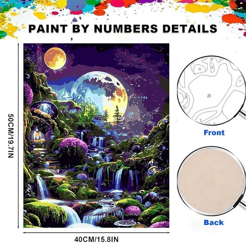 مجموعة طلاء المناظر الطبيعية بالأرقام من QENSPE للبالغين، الطلاء حسب الرقم على القماش للمبتدئين، مجموعات الطلاء الزيتي DIY المناسبة لتزيين الجدران المنزلية مقاس 16 × 20 بوصة in Kuwait