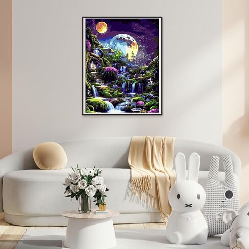 مجموعة طلاء المناظر الطبيعية بالأرقام من QENSPE للبالغين، الطلاء حسب الرقم على القماش للمبتدئين، مجموعات الطلاء الزيتي DIY المناسبة لتزيين الجدران المنزلية مقاس 16 × 20 بوصة in Kuwait