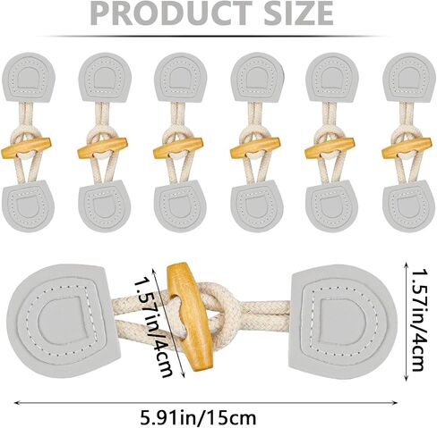 6 Pairs PU Leather Sew-On Toggles Closure Vintage Wooden Horn Button for Clothing Coat Jacket Sweater (Gray Whtie), Normal, White, ZY-Botton-6pcs in Saudi Arabia