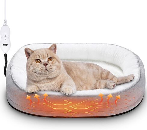 Heated Cat Bed Indoor 23.6 x 19.7 Inch Heated Pet Bed, Adjustable Heated Cat Pad Electric Cat Bed Warmer, Thermal Warming Large Cat Bed with Removable Waterproof Heater for Kitty Small Dogs in Saudi Arabia