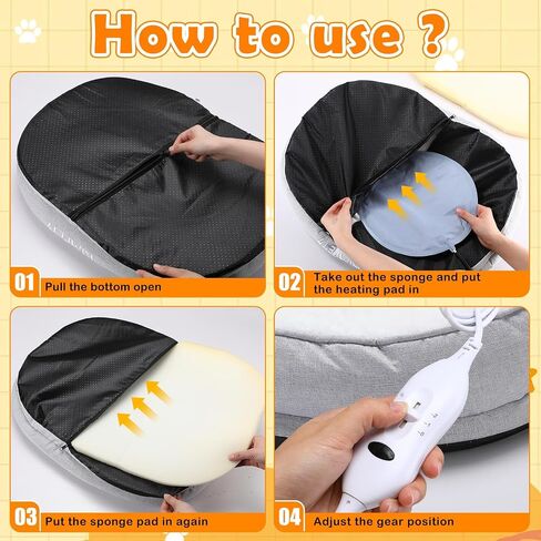 Heated Cat Bed Indoor 23.6 x 19.7 Inch Heated Pet Bed, Adjustable Heated Cat Pad Electric Cat Bed Warmer, Thermal Warming Large Cat Bed with Removable Waterproof Heater for Kitty Small Dogs in Saudi Arabia