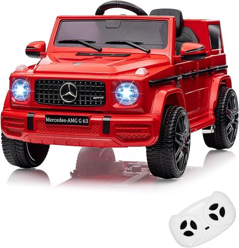 12V Kids Ride on Car, Licensed Mercedes Benz G63 Car for Kids w/Remote Control, Safety Lock, Soft Start, Wheels Suspension, LED Light, Bluetooth, Music Battery Powered Kids Cars to Drive, Red in Saudi Arabia